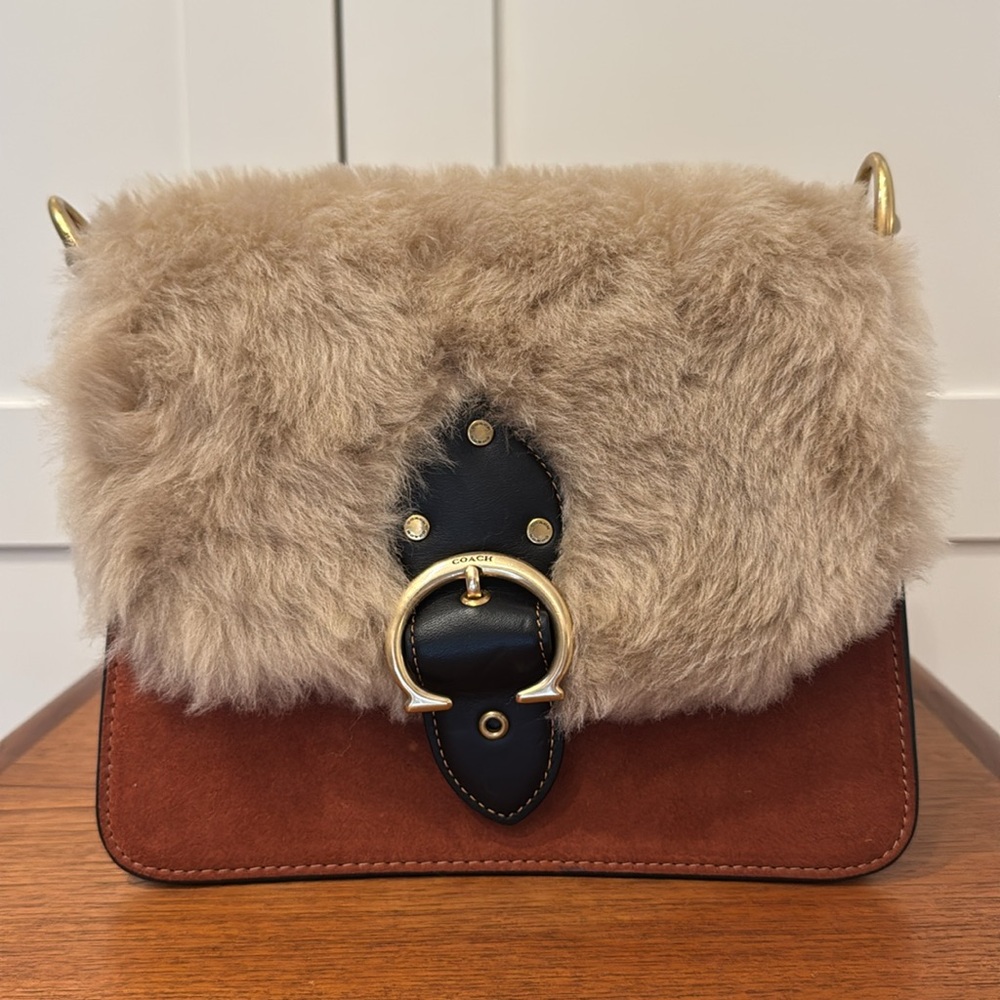Coach Beat Bag | Brown Suede, Black Leather & Fur